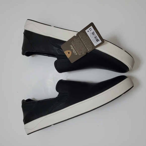 New OLUKAI LAE'AHI 'ILI Black Lava Slip On Sneakers  Leather - Picture 6 of 9